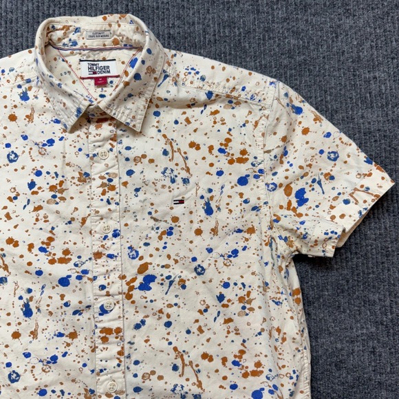 Tommy Hilfiger Denim Other - Tommy Hilfiger Denim Mens Medium Paint Splatter Short Sleeve Button Down Shirt